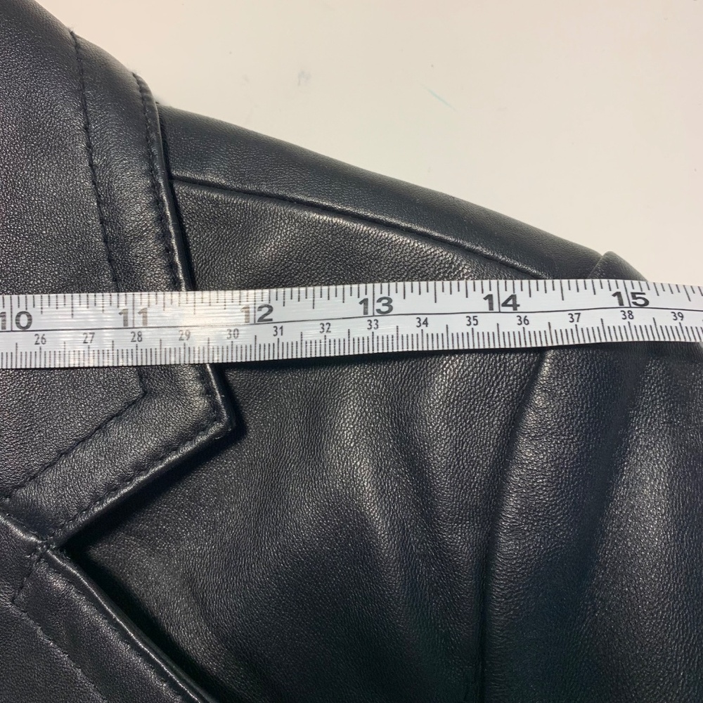 Vintage Tristan & Iseult Genuine Leather Jacket XS Black Fitted Lined Statement - Picture 12 of 16